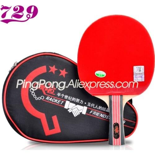 Friendship 729 Table Tennis Racket (Golden 2-Star, with Case) Paddle with Rubber & Bag Original 729 Golden 2 Star Ping Pong Bat