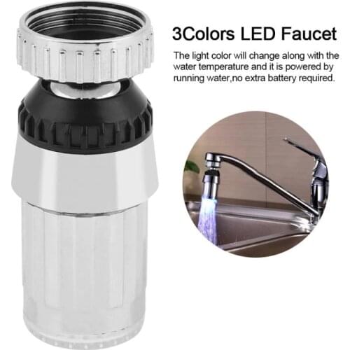 360 Degree Rorating Faucet Sprayer 3 Colors LED Light Changing Swivel Spray Head Sprayer Faucet Tap Kitchen Sink Accessories