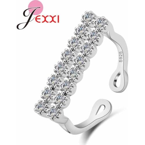Wholesale/Retail Size Adjustable Finger Rings Paved Full White Rhinestone Fashion Hollow Wedding Engagement Bague