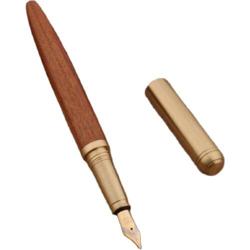 High Quality Wooden Fountain Pen Rosewood Brass Spin Golden Pens School Student Office Gifts Stationery