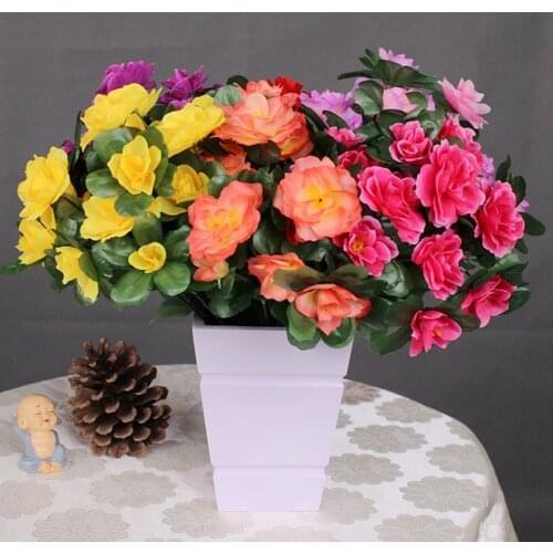 Silk Flower Artificial Azalea Fake Faux Primroses Bouquet Arrangements DIY Home Garden Table Patio Wedding Party Christmas Decor