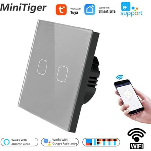 Minitiger EU 1/2/3 Gang Tuya/Smart Life/ewelink WiFi smart switch Touch Switch for Google Home Amazon Alexa Voice Control