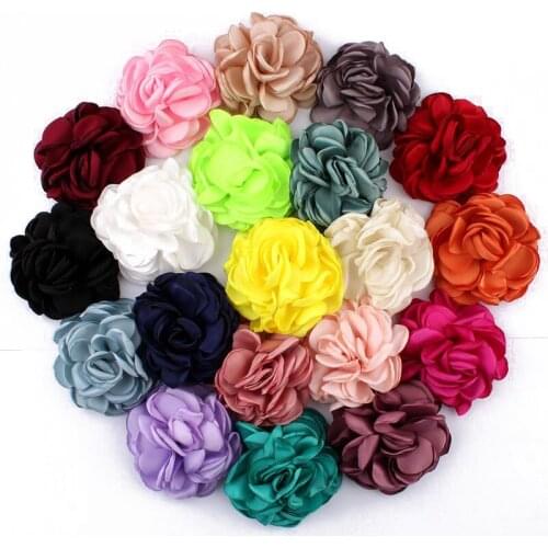 200pcs/lot 8CM 20 Colors Fashion Vintage Soft Artificial Fabric Flowers For Wedding Chic Hair Flowers For Children Accessories