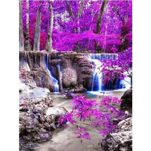 Waterfall diamond painting forest landscape rhinestone embroidery mosaic stickers decor diamond dot tapestry posters wall papers