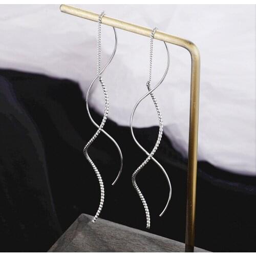 Elegant Wave Dangle Earrings Trendy Temperament Twisted Long Earring For Women Wedding Party Fashion Jewelry Gifts