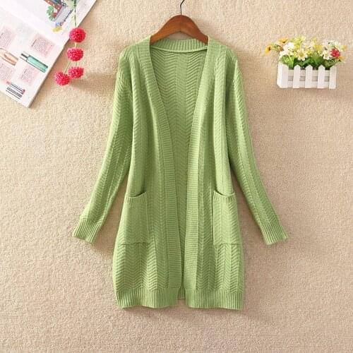 Women Cardigan For Spring Autumn Long Sleeve Solid Loose Medium Long Coat 2019 New Fashion Ladies Casual Knit Sweater Top Korean