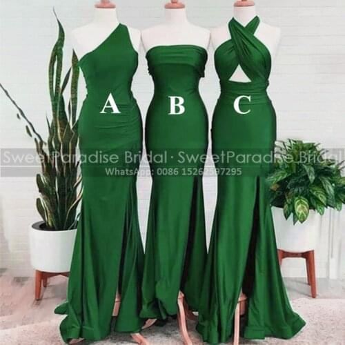 Designer Green Mermaid Bridesmaid Dresses For Women Side Split Long Wedding Party Dress Robe De Soiree De Mariage