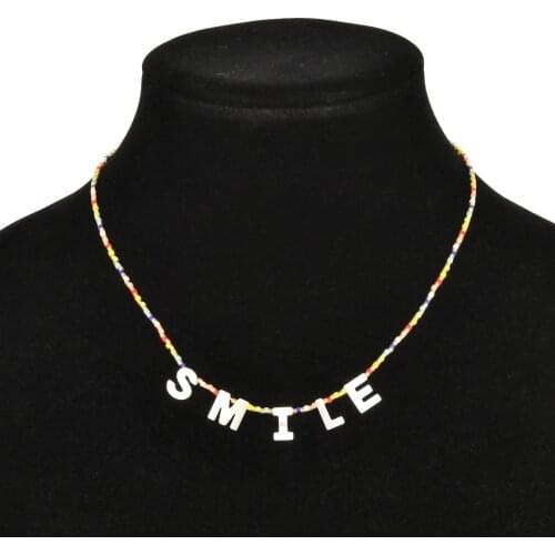 ZMZY Boho Miyuki Beads Shell Letter Necklace Beach Style Chain Pendant Necklace For Women Collier Femme Summer Jewelry Bohemian