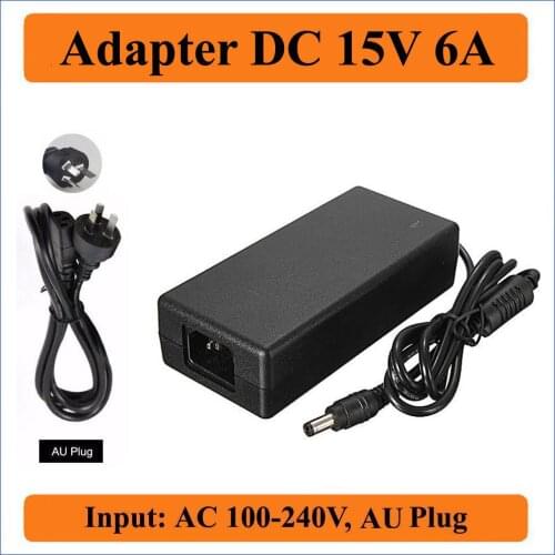 15V 6A AU Plug AC DC Adapter High Quality Black AC100V-240V Converter to DC 15V 6000mA Power Supply For 5.5*2.1-2.5mm Jack