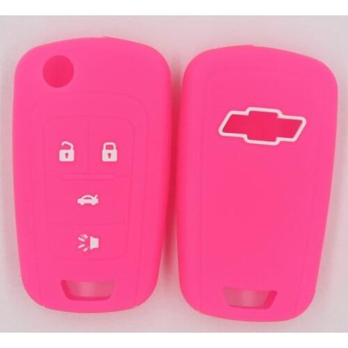 2PC Silicone car key fob cover case holder shell shirt For Chevrolet Chevy VOLT 5 buttons remote keyless repair skin keychain