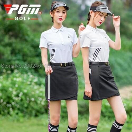 2021 Pgm Womens Golf Clothing Sunscreen Short-Sleeved T-Shirt Ladies Slim Skirts Sets Outdoor Sports Training Running Uv Jersey