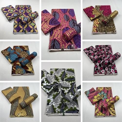 2021 gold print african new fashion anakra 100% cotton african wax fabric nigerian ghana kitenge dashiki real wax fabric red