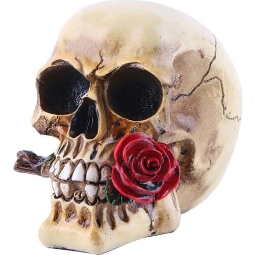 2021 New Rose Skull Resin Skeleton Desk Living Room Halloween Party Ghost House Ornaments