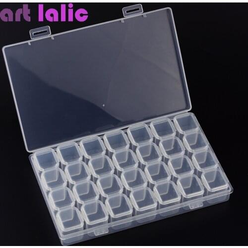 28 Grids Separate Slots Empty Storage Box Grids Clear Nail Art Rhinestones Tools Jewelry Beads Display Storage Case Organizer