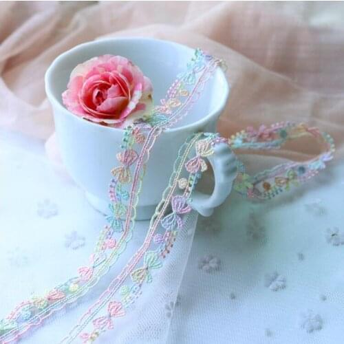 3 Yards Hot Sale 1.4cm Width Rainbow Color Guipure Lace Fabric Embroidered Water Soluble Pretty Lace Trims