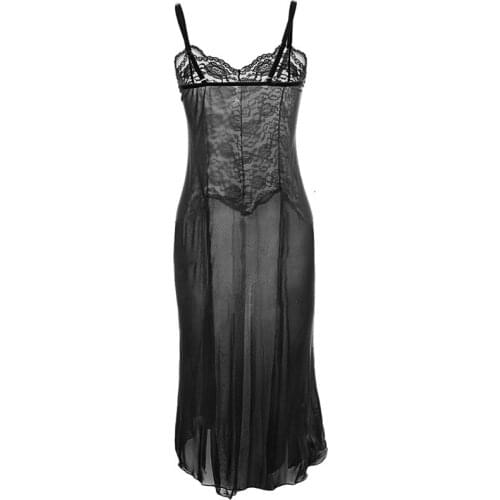 4XL/5XL/6XL Plus Size Lingerie Sexy Hot Erotic Long Lingerie Underwear Women Lace Transparent Babydoll Long Erotic Dress Pa YF08