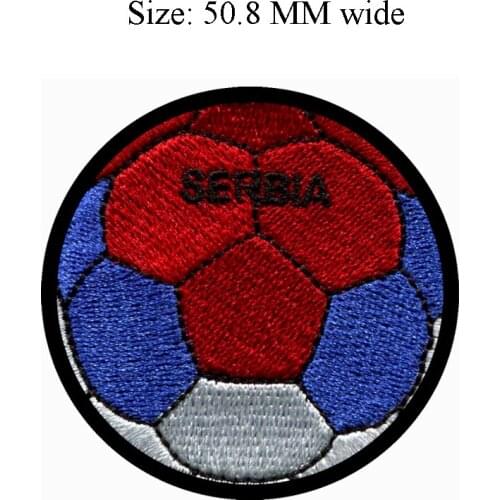50.8MM wide Serbia flag patch of soccer ball football shipping to for applique patches/patched/applique fabric