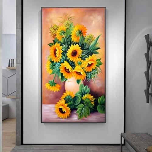 Abstract Golden Flower Canvas painting Sunflower landscape Posters and prints Style wall art pictures for living room home decor