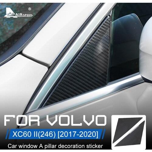 AIRSPEED 2pcs for VOLVO XC60 Accessories 2017 2018 2019 2020 Carbon Fiber Car A Pillar Window Decorative Sticker Car Styling