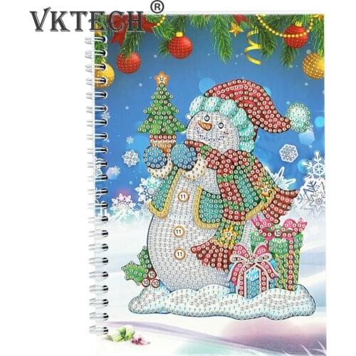 Diamond Painting Notebook DIY Santa Snowman Xmas Tree Pattern Special Shaped Diamond 50 Pages A5 Sketchbook Cross Stitch Crafts