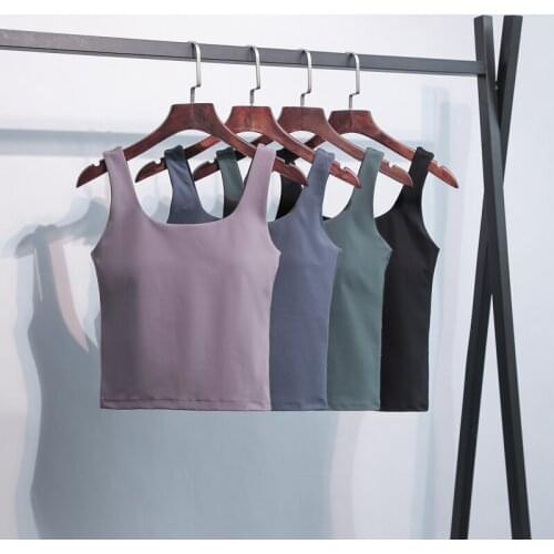 BASIC SLIM FIT Padded Longline Workout Yoga Sport Crop Tops Women Naked Feel Anti-sweat Fitness Gym Crop Vest Sleeveless Shirts