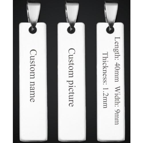 QITIAN 10pcs/lot Engraved Name Stainless Steel Stamping Blanks Dog Tags For DIY Making Silver-Color Tone Pendant Wholesale