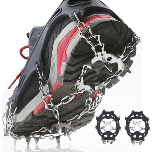 1Pair Anti Slip 19 Spike Ice Cleat Crampon Shoe Covers for Walking Climbing Crampons Winter Climbing Anti Slip Shoes Cover Tool