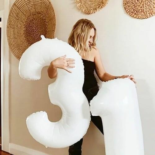 32inch White Number Balloons 0-9 Digital Foil Balloons Birthday Party Wedding Decoration Baby Shower Party Event Supplies Globos