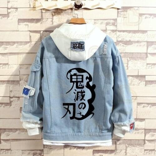 Demon Slayer: Kimetsu No Yaiba Denim Jacket Kamado Tanjirou Fashion Button Clothes Cowboy Jean Men Women Hoodie Coat