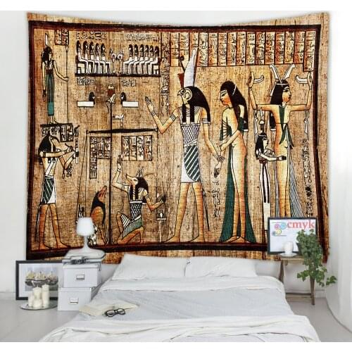 Ancient Egyptian Mural Tapestry Wall Pharaoh Hanging Bedspread Mats Hippie Style Backdrop Cloth Home Decor Gobelin Tapisserie