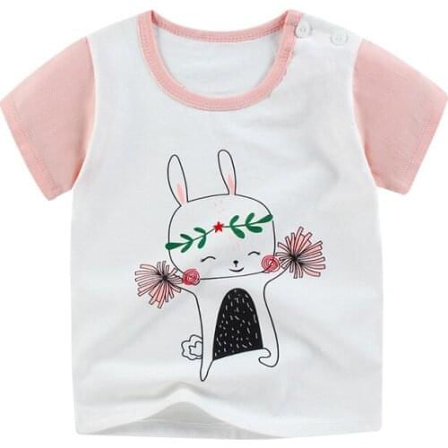 Emmababy Free Shipping 6M-4T Kid Girls Cartoon T-Shirt Baby Crew Neck Short Sleeve Cotton Bunny Printed Tees Pullover Cute Tee