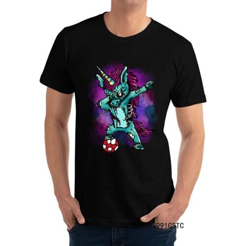 Premium Cotton Men Tee Shirt Dabbing Unicorn Soccer Zombie Rainbow Unicorn T-Shirt Funny Tops Shirts Coupons Tshirts Harajuku