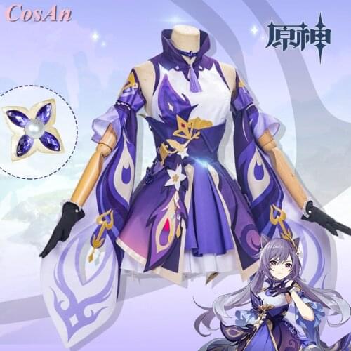 Hot Game Genshin Impact Keqing Cosplay Costume Fashion Purple Combat Uniform Female Carnival Party Role Play Clothing XS-XL