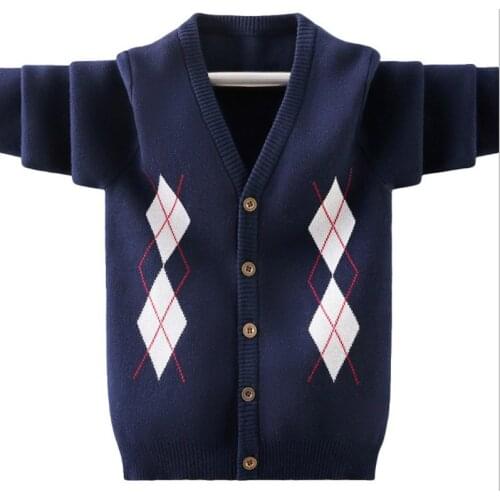 Boys' V-neck cardigan sweater childrens cotton knitted coat