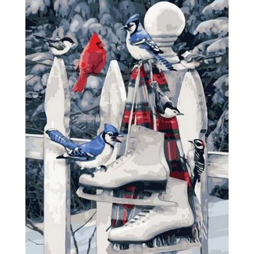 Frameless painting by numbers animals wall decor diy picture by numbers on canvas for home decor 4050cm skates and bird