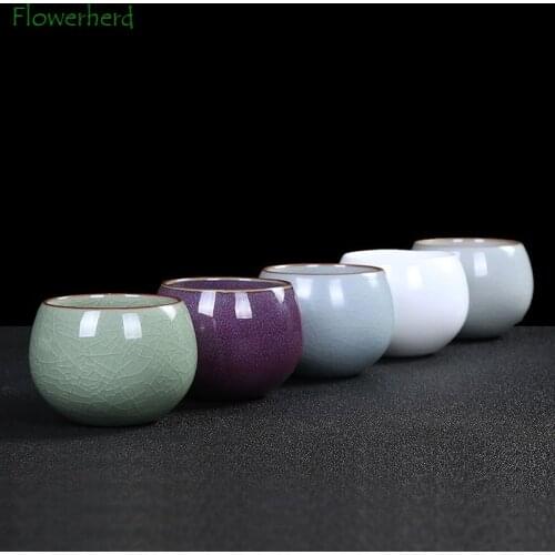 Ceramic Porcelain Tea Cup Teaware Five Famous Kilns of The Song Dynasty Ru Gejun Kiln Ice Cracking Kung Fu Master Tea Cup