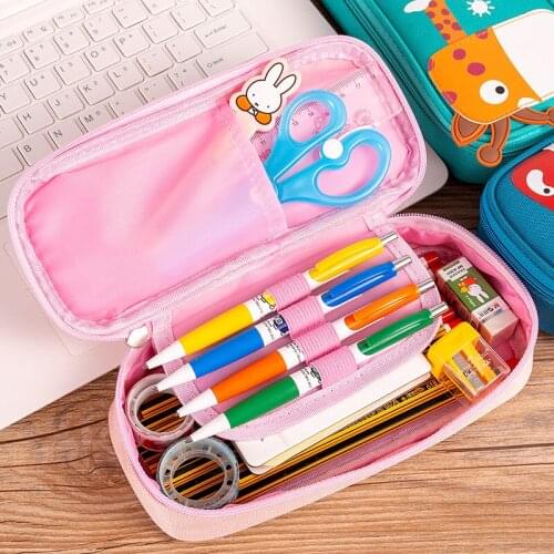 Creative Kawaii Nylon Pencil Case Bag School Pen Pouch Stationery Flamingo Pen Box Middle School Students Girls Boys Pencilcase
