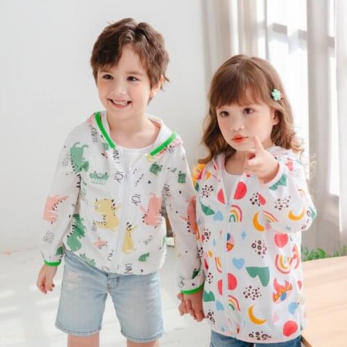 Toddler Sun Protection Jacket for Kids Lightweight Sunscreen Breathable Hoodie Summer Breathable Coat UV Protection Outerwear