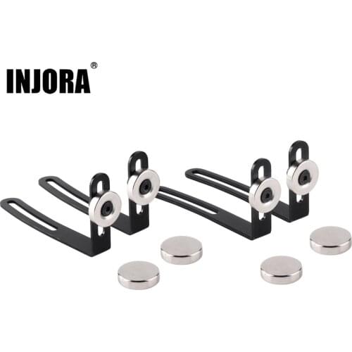 INJORA 4PCS RC Car Shell Body Mount Metal L-Bracket with Magnet for 1:10 RC Crawler Car Axial SCX10 90046 D90