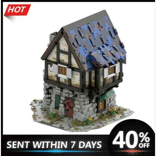 Street View House Model DIY The medieval smithy City Constructor Educational Toys Building Blocks Bricks For Kids Boys Gift