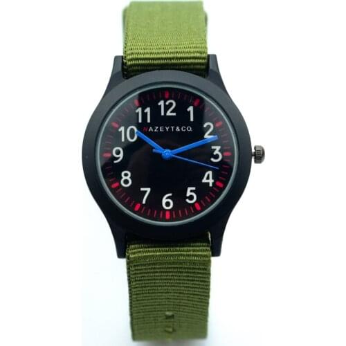 2018 new fashion boys and girls lovely watch color hands children green strap nylon army watch student outdoor sports gift clock