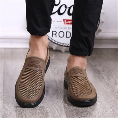 Fashion Mens Walking Shoes Canvas Mesh Sport Sneakers Male Flat Loafers Man Breathable Outdoor Driving Footwear Plus Size 38-48