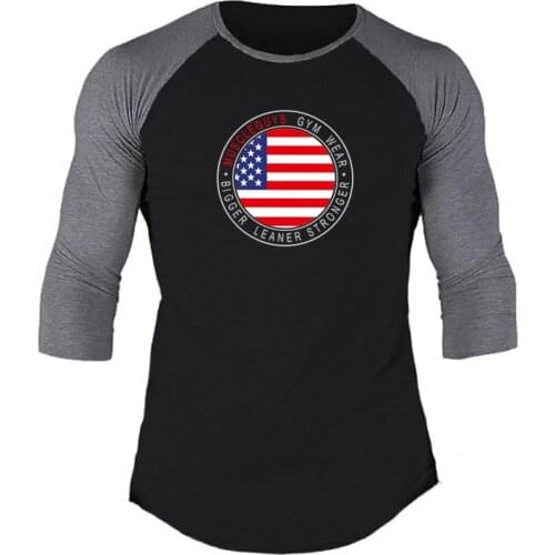 Muscleguys 2020 Summer&Autumn Fashion Casual Slim Fit Elastic Soft Seven Quarter Sleeve T Shirts Male Cotton Fitness Tops Tee