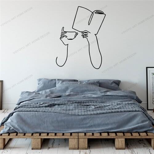 Coffee Line Draw Art Wall Sticker For Home Decor Living Room Fashion Wall Decals Valentines Removable Murals Wallpoof CX1547