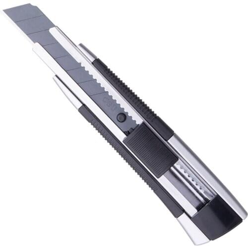 Deli 2092 advanced black blade art knife thickened zinc alloy plastic coated cutting self-locking knife large art knife