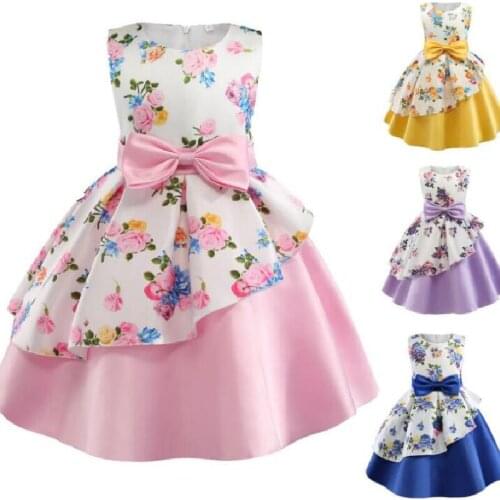 Bow Flower Dress For Girls Birthday Present Wedding Party Princess Girls Dress Toddler Girl Dresses Costume Kids Clothes