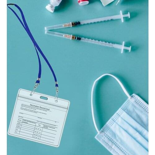 Portable ID Card Holder Student ID Work Card Storage Card Holder With Blue Neck Rope Anti-lost