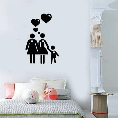 Happy Family Wall Decal Vinyl Home full of love Kids Bedroom Decoration Hearts DIY Wall Sticker Removable Wallpaper Mural Y34