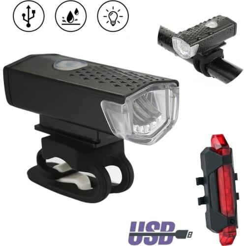 MTB Bike Light Bike Headlight Taillight USB Recharge Bike Lamp Night Cycling Lighting Safety Warning lamp Bicycle Accessories