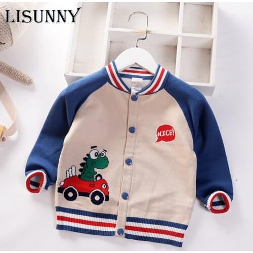 Baby Boys Sweater Cardigan Coat 2021 Autumn Winter Children Sweaters Kids Knit Clothes Cartoon Toddler Sweaters Spliced 0-5y